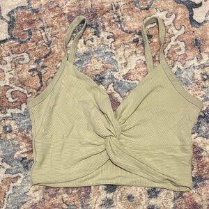 Aritizia Wilfred Pale Sage Green Twist Front Crop Top